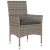 vidaXL 5 Piece Patio Dining Set with Cushions Grey Poly Rattan and Glass