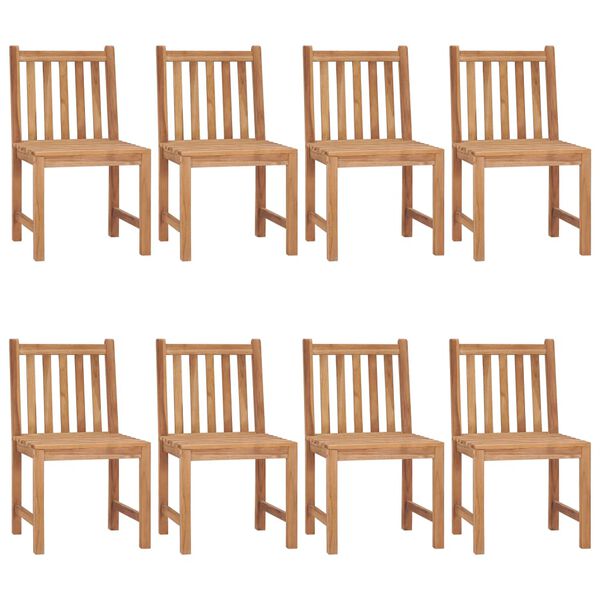 vidaXL Patio Chair Set of 8 Blue Solid teak wood with polyester cushions