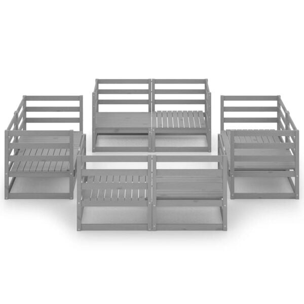 vidaXL Garden Lounge Set Grey Solid Pine Wood Modular Garden Lounge Set