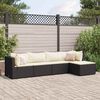 vidaXL Patio Lounge Set Set of 5 Black for sofa, Cream white for cushions