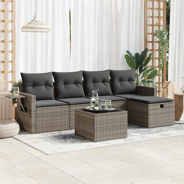 vidaXL Garden Sofa Set Grey, Dark Grey