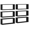 vidaXL Wall Shelves with Shelf 6 pcs Black oak 23.6" x 5.9" x 9.1
