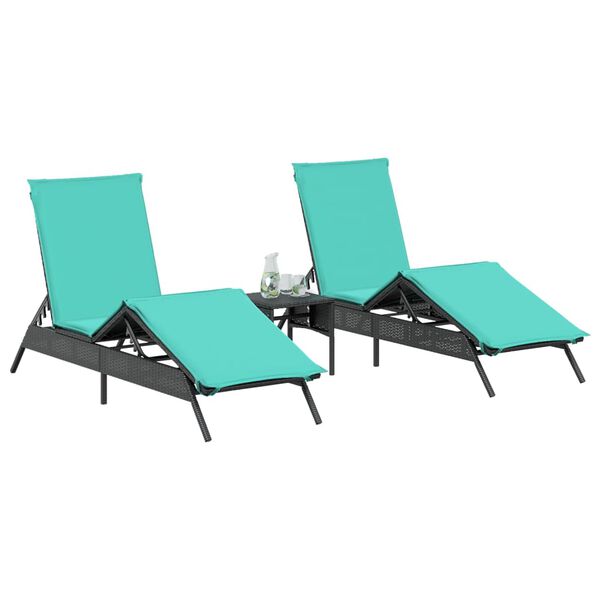 vidaXL Sun Lounger Black and Blue