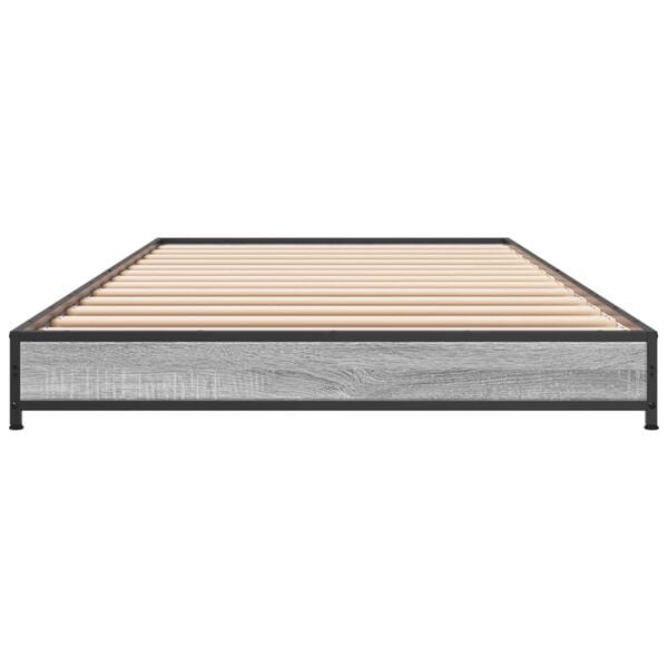 vidaXL Bed Frame Grey Sonoma Engineered wood, metal, plywood Twin Tough