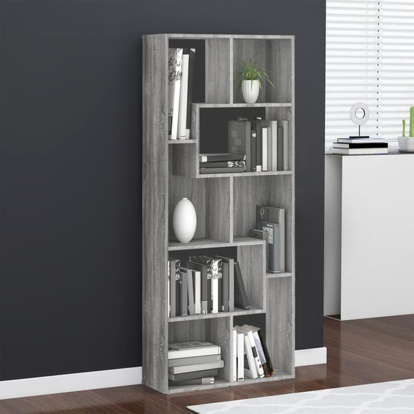 vidaXL Book Cabinet Grey Sonoma Engineered Wood Tall Book Cabinet