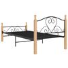 vidaXL Bed Frame Black and natural wood Powder-coated metal, solid oak wood