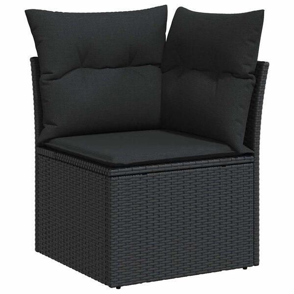 vidaXL Patio Sofa Set Black PE rattan, powder-coated steel Large