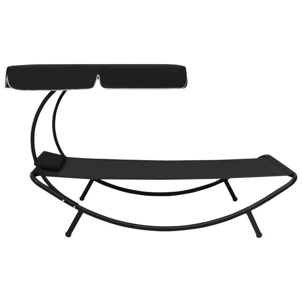 vidaXL Patio Lounge Bed with Canopy & Pillow Black