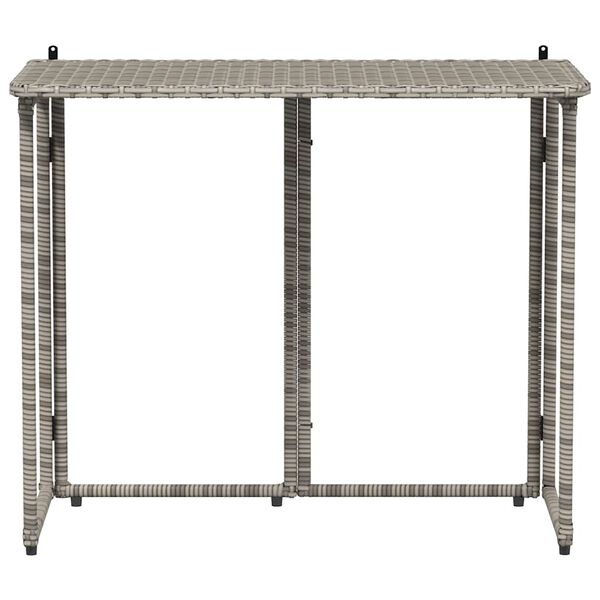 vidaXL Garden Table Grey PE Rattan, Powder-Coated Steel, PC Board