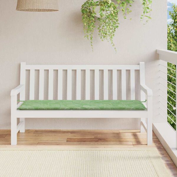 vidaXL Patio Bench Cushion Leaf Pattern 59.1x19.7x1.6" Oxford Fabric