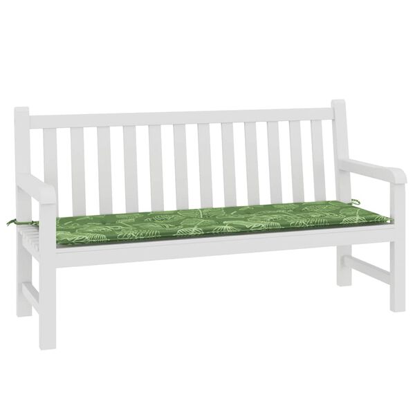 vidaXL Patio Bench Cushion Leaf Pattern 59.1x19.7x1.6" Oxford Fabric
