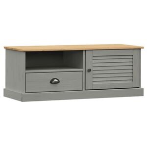 vidaXL TV Cabinet Grey Solid pine wood, engineered wood, metal Medium