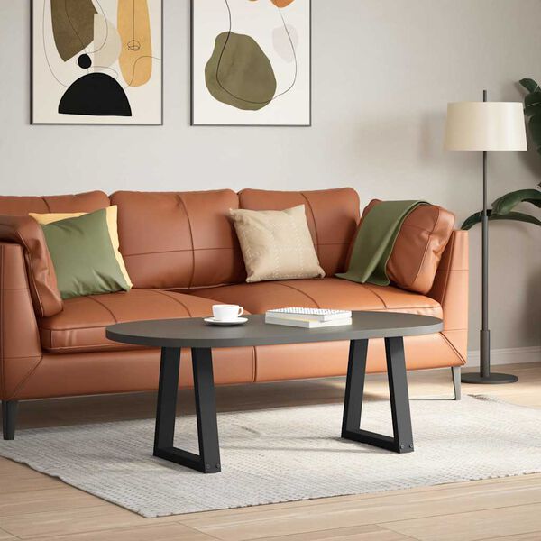 vidaXL Dining Table Leg Set of 2 Black Powder-coated steel Medium