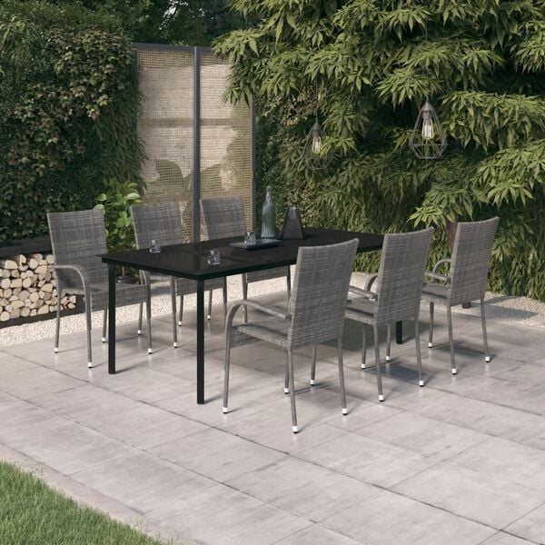 vidaXL Garden Dining Set Grey and Black