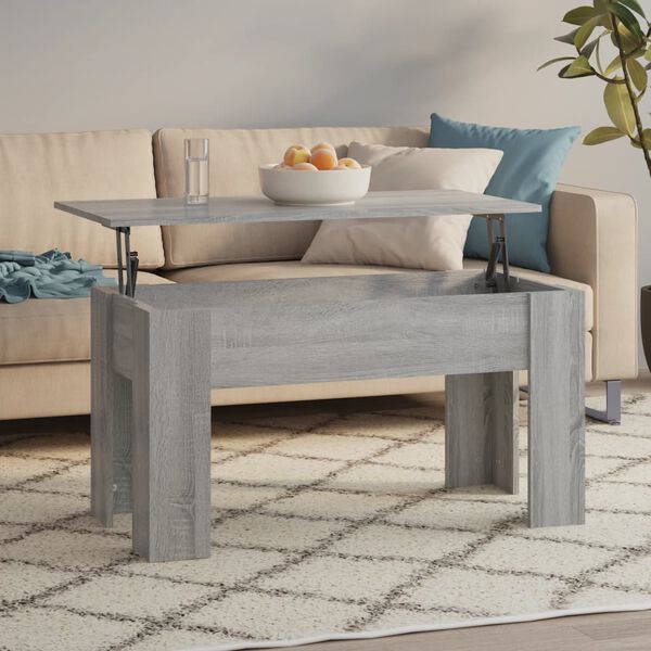 vidaXL Coffee Table Grey Sonoma Engineered Wood Height-Adjustable
