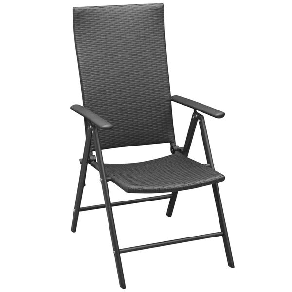 vidaXL Garden Chair Set of 2 Black PE rattan, aluminum Standard