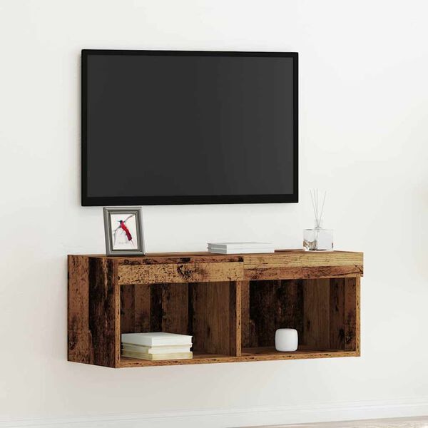 vidaXL TV Cabinet Set Wall-mounted Old wood 31.50 x 11.81 x 11.81 in