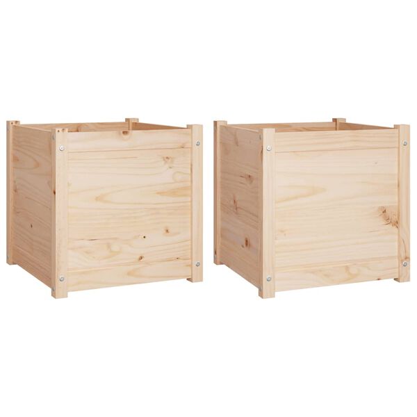 vidaXL Garden Planter Set of 2 Natural Wood Solid pinewood Medium