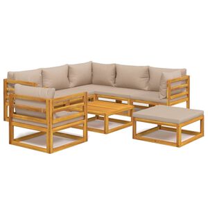 vidaXL Garden Lounge Set Taupe, Natural wood