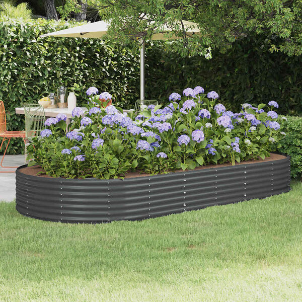vidaXL Garden Raised Bed Anthracite Powder-coated steel Large Durable