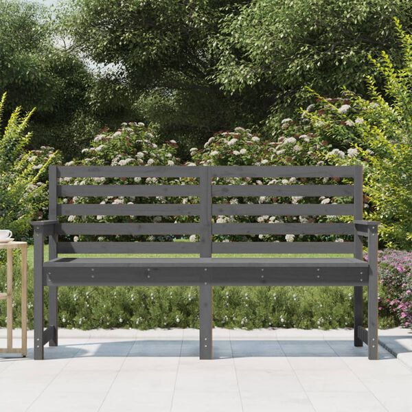 vidaXL Garden Bench Grey Solid Pine Wood Standard Durable Garden Bench