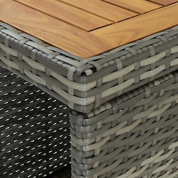 vidaXL Garden Bar Set Grey Poly rattan, powder-coated steel, acacia wood