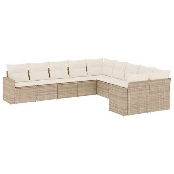 vidaXL Garden Sofa Set Beige PE rattan, powder-coated steel Large
