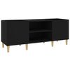 vidaXL Record Cabinet Black Engineered wood, solid eucalyptus wood Medium