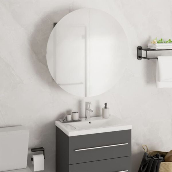 vidaXL Bathroom Cabinet Grey Engineered wood, glass, PVC, copper