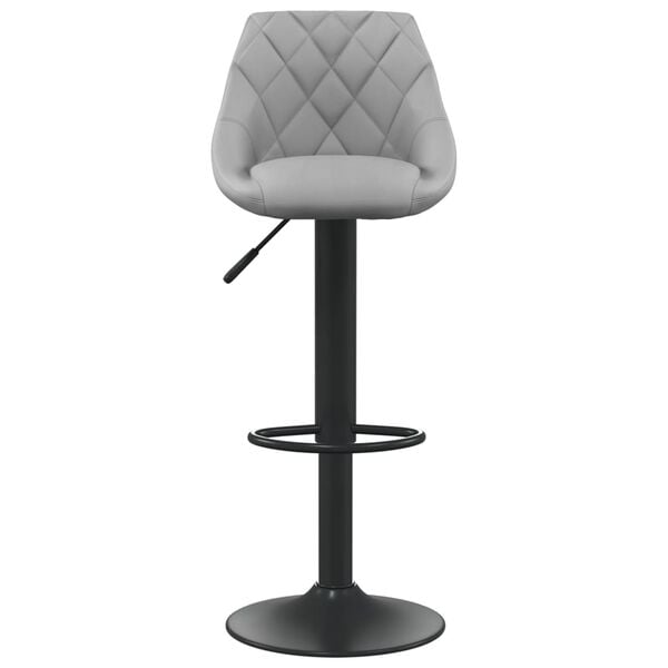 vidaXL Bar Stool Set of 2 Light Grey Velvet, Steel Adjustable size