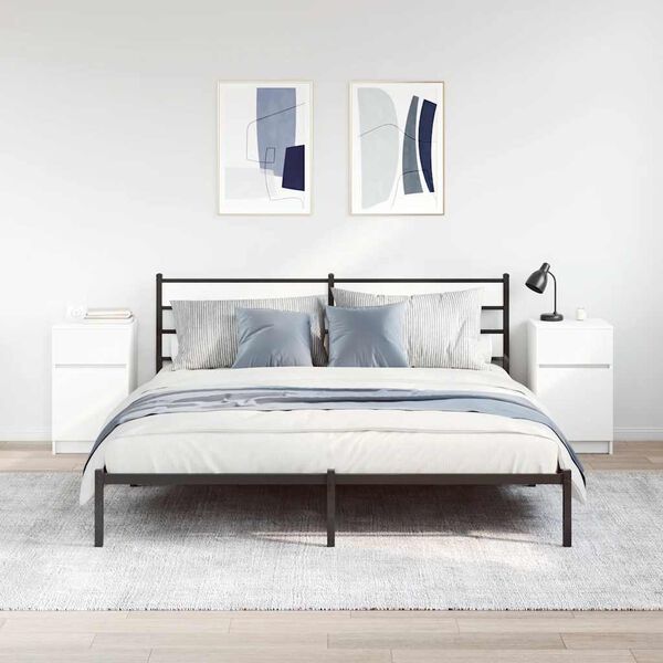 vidaXL Bedside Cabinet Set of 2 White Engineered Wood