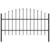 vidaXL Garden Fence with Spear Top Steel 71.3"x39.4" Black
