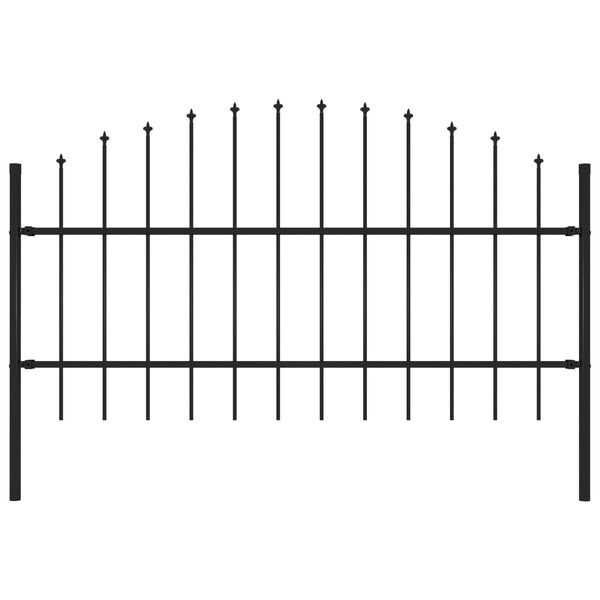vidaXL Garden Fence with Spear Top Steel 71.3"x39.4" Black