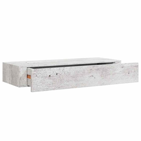 vidaXL Drawer Shelf Concrete grey MDF and metal Compact Wall Shelf