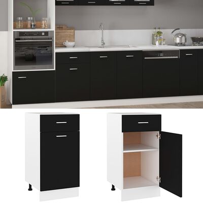 vidaXL Drawer Bottom Cabinet Black 15.7"x18.1"x32.1" Engineered Wood