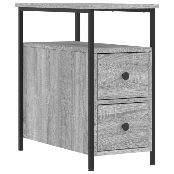 vidaXL Nightstand Grey Sonoma Engineered Wood Adjustable Feet Nightstand