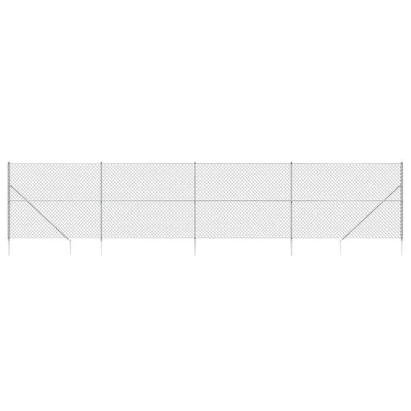 vidaXL Chain Link Fence with Spike Anchors Silver 5.2'x32.8'