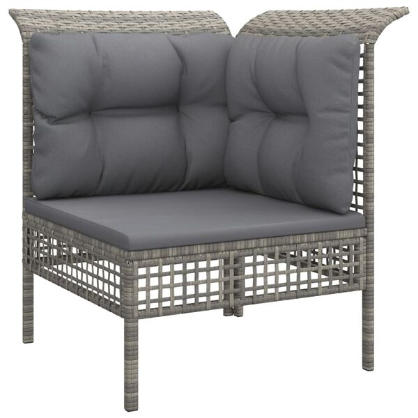 vidaXL 8 Piece Patio Lounge Set with Cushions Grey Poly Rattan