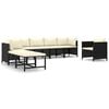 vidaXL 8 Piece Patio Lounge Set with Cushions Poly Rattan Black