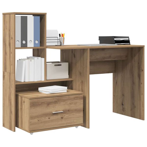 vidaXL Desk Artisan Oak 51.77 x 19.69 x 41.93 in Engineered Wood