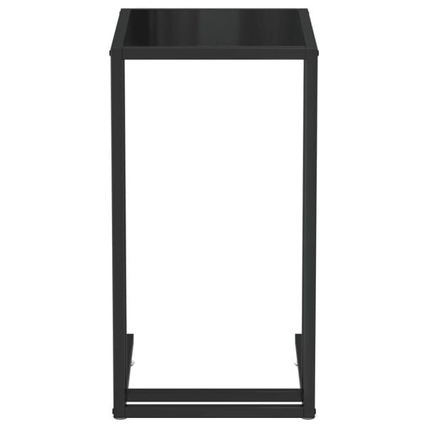 vidaXL Side Table Black Tempered Glass, Powder-Coated Iron Medium Simple