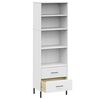 vidaXL Bookcase White Solid pine wood, metal Tall Bookcase Rectangular
