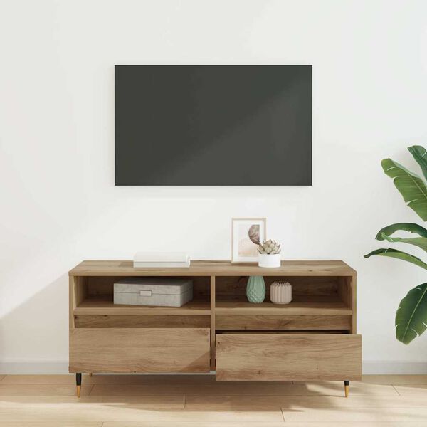vidaXL TV Cabinet with Drawer Artisan Oak 39.37 x 13.58 x 17.52 in