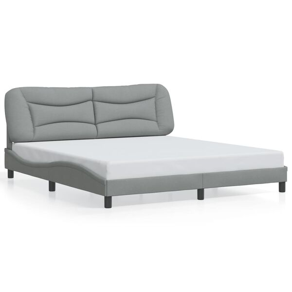 vidaXL Bed Frame without Mattress "Hvar" Light Gray 72"x83.9"Fabric