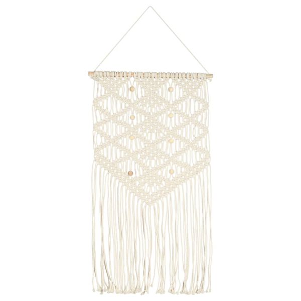 vidaXL Macrame Wall Hanger White Cotton Medium Decorative Inlays