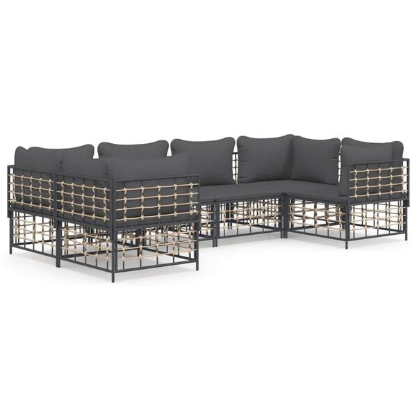 vidaXL Garden Lounge Set Anthracite Poly rattan Large Modular