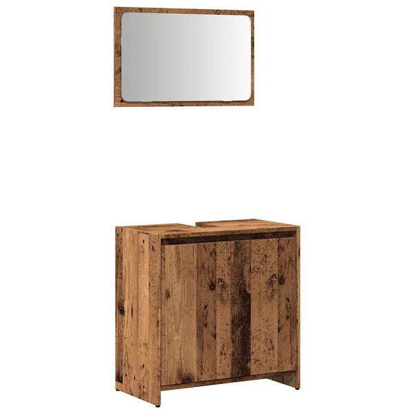 vidaXL Bathroom Furniture Set Old wood Engineered wood, glass Standard