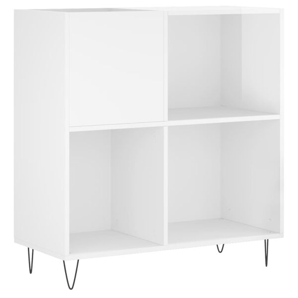 vidaXL Record Cabinet High gloss white Engineered wood, iron