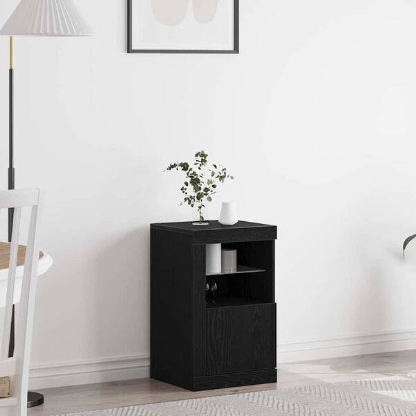 vidaXL LED Sideboard Black Oak 16.14 x 14.57 x 26.38 in