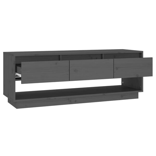 vidaXL TV Stand Grey Solid pine wood Large TV Stand Rectangular